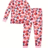 LULUKAKA Cozy Strawberry & Polka Dot Girls' Pajama Set - Long Sleeve & Pants, Soft Stretch Fabric, Machine Washable, Round Neck Sleepwear for Newborns to Toddlers, Allseason Clothing|Fun Kids' Pajamas|Easy Care Fabric, Toddler Pajamas